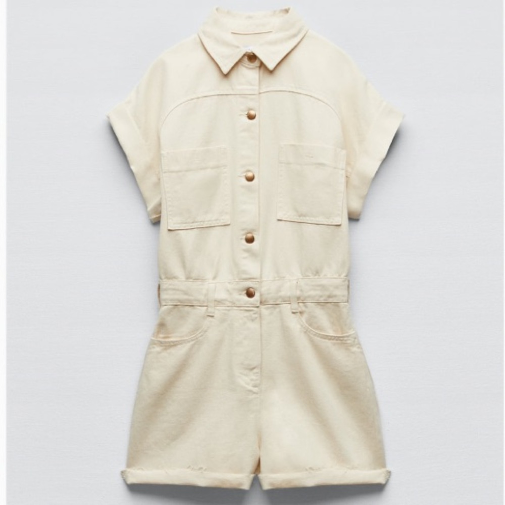 ZARA Short Denim Jumpsuit